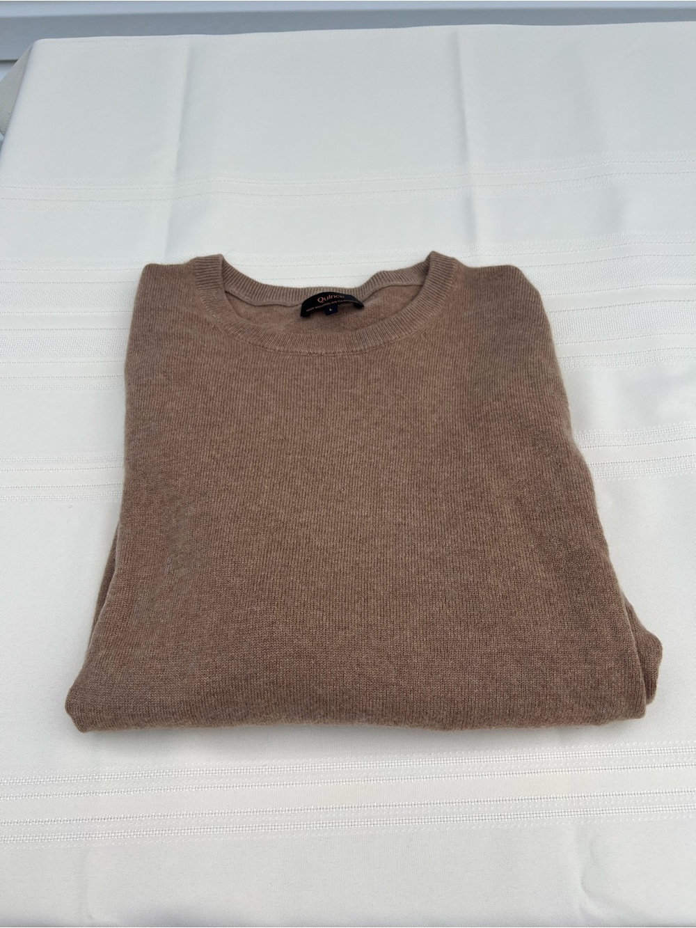Quince Mongolian Cashmere Crewneck Sweater Women L Teak Brown 100% Cashmere - Picture 10 of 10